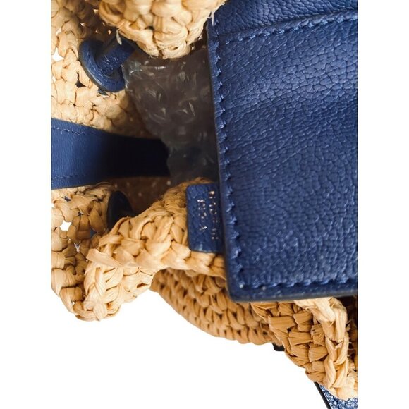 Anya Hindmarch Raffia Drawstring Tote Sz Small in Electric Blue Leather Tassels - Picture 10 of 16